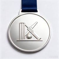 Médaille de sport personnalisée pour club scolaire, ligue, en alliage de zinc 3D gravé or, argent, bronze avec ruban, récompense, médaille de cricket