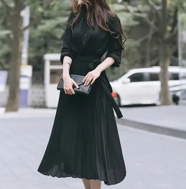 S-5XL long-sleeved pleated dress autumn new style elegant celebrity temperament pleated dress
