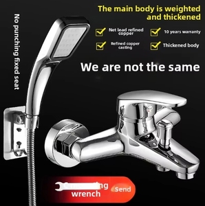 Robinet mitigeur <span class=keywords><strong>de</strong></span> salle <span class=keywords><strong>de</strong></span> bain en laiton élégant tout en cuivre poli triple chauffe-eau doux chaud froid robinet <span class=keywords><strong>de</strong></span> douche pour baignoire douche - Product Image 4