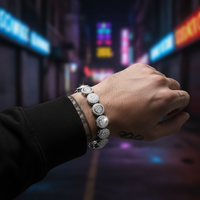 Moissanite certifiée GRA Iced Out 10mm 925 Silver Round Link Bracelet Diamond Tester Pass Luxury Bling Jewelry