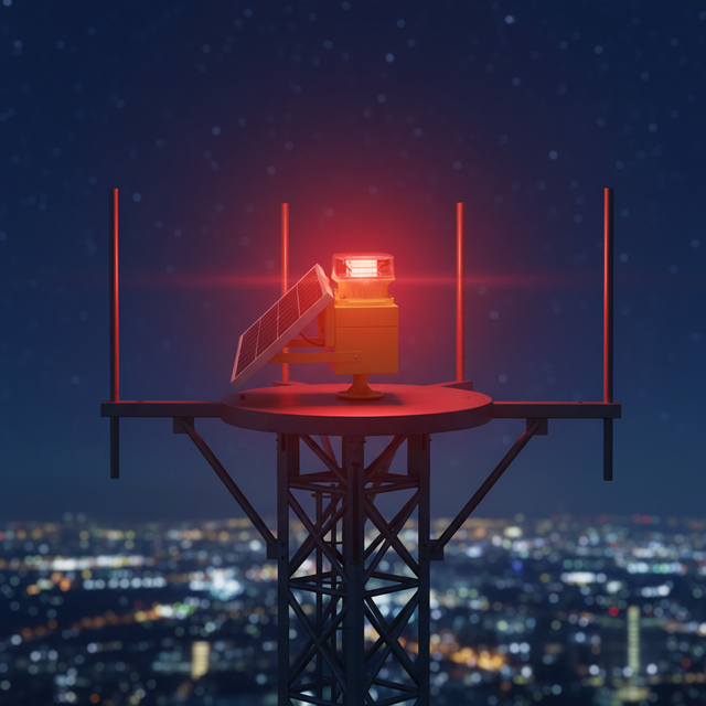 ICAO Solar-Powered LED Low Intensity Aviation Obstruction Light for Towers Aircraft Obstacle Light