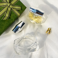 Flacon de parfum portable en verre transparent à fond épais unique avec pompe pulvérisatrice 30ml 80ml, impression sérigraphique, couleurs personnalisées, service OEM ODM