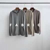Relaxation |   Veste pull décontractée en tricot de qualité supérieure, doublée de laine, à capuche, longue, avec fermeture éclair sur le devant et logo, pour l'automne