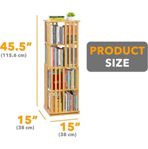 Librería Giratoria de Bambú con Rotación de 360 Grados, Fácil Acceso, Ideal para la Sala de Estar, Almacenamiento de Libros - Product Image 4