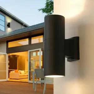 Apliques de pared LED para exteriores, luz de casa para exteriores, color RGB, cambiable, para exteriores, arriba y abajo