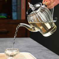 Théière en verre doré de 700 ml avec couvercle et infuseur dorés pour thé en vrac, thé fleuri, thé de l'après-midi – Articles de thé en stock