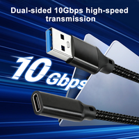 Cable USB C Hembra a USB Macho, 10 Gbps, USB 3.0 Tipo A Macho a Tipo C Hembra, Extensor Convertidor, USB 3.2 Gen 2 OTG para Laptop USB