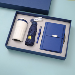 Vente directe d'usine Logo personnalisé Parapluie A5 Boucle Cahier Cuir Cahier Stylo Powerbank Tasse à café Ensemble Cadeau d'affaires - Product Image 3