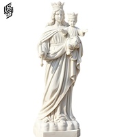 Sculpture de la Vierge Marie avec l'Enfant Jésus en marbre blanc sculpté à la main, taille réelle, pour la décoration extérieure des églises et des jardins