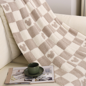 Bán buôn Hot Bán chăn sang trọng ném Kích thước Checker Gấu đầu Trọng lượng nhẹ chăn mềm ấm cúng thoải mái checkboard chăn - Product Image 3
