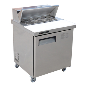 Tủ lạnh làm mát bằng khí, một nhiệt độ, bằng thép không gỉ, dùng cho quầy salad, chuẩn bị sandwich, có mặt bàn làm việc và cửa kính trượt - Product Image 2