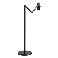 Support de téléphone JOPREE L58 réglable à rotation 360° en aluminium, support de sol pour téléphone portable, support de lit paresseux, support de diffusion en direct pour bureau