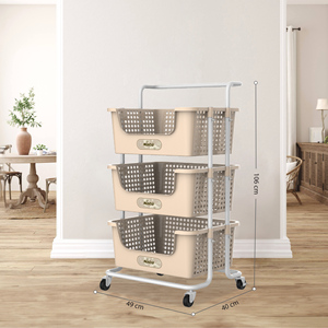 Sturdy polypropylene and steel trolley <b>rack</b> with L-shaped design, perfect for organized <b>storage</b> <b>holders</b> and <b>racks</b> durability - Product Image 4