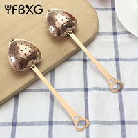 Cuillère infuseur à thé en forme de cœur or rose, en acier inoxydable, filtre à thé en vrac, cadeau de mariage