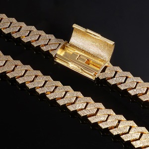 Hip-Hop-Schmuck 18mm 22mm Vergoldete Iced-Out 4-reihige 5A Zirkon Herren Cuban Link Kette Armband Halskette - Product Image 4