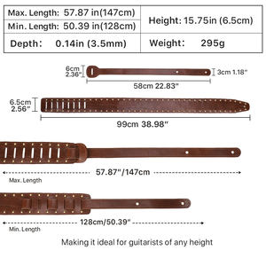 Sangle de Guitare Réglable en Cuir Véritable Personnalisée Style Classique Portable pour Basse Acoustique et Électrique CF6013 avec Rivets de Luxe - Product Image 4