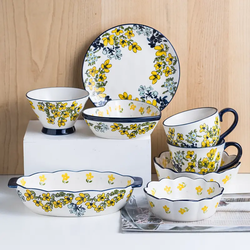 Wholesale Tableware Porcelain Custom Logo Pattern Chinese Restaurant Hand Made Ceramic Dinnerware For Hotel