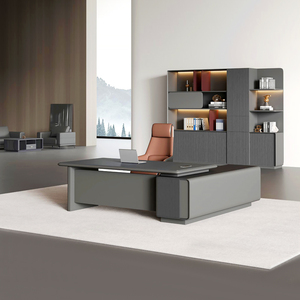 Muebles de oficina modernos Escritorio de oficina de madera de gama alta en forma de L jefe ejecutivo gerente Escritorio de oficina - Product Image 4