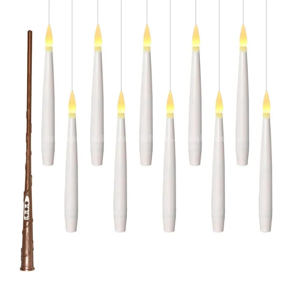 Newish Flameless Taper Candle with Remote Home Decorations Floating Hanging Led Candles with magic wand for Wedding Decoration