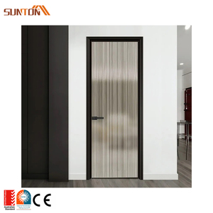 Maison moderne appartement intérieur chambre salle de bains toilette simple feuille profilés en aluminium cadre <span class=keywords><strong>double</strong></span> <span class=keywords><strong>porte</strong></span> battante en verre trempé - Product Image 2