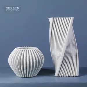 Vaso de cerâmica com estampa de merlin, vaso de cerâmica 3d, decoração da casa, vaso branco, moderno para decoração