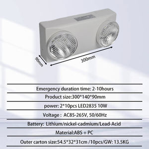 Lámpara de Emergencia de Pared de Doble Cabezal Tuoming, 3H, 3.6V, Batería de Respaldo de 800 mAh, Carcasa de Plástico con Adhesivo, Lámpara LED de Emergencia - Product Image 2