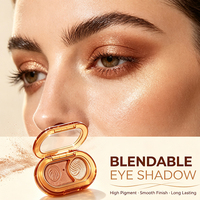 Boîtier à fards à paupières ovale 2 compartiments vide, compact de maquillage transparent en plastique AS, emballage cosmétique, mini palette de fards à paupières