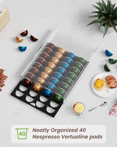 Tiroir de rangement pour dosettes <span class=keywords><strong>Nespresso</strong></span> <span class=keywords><strong>Vertuo</strong></span>, support pour comptoir, organisateur de capsules de café en acrylique - Product Image 4