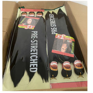 Extensions de Cheveux à Tresser Pré-Étiré Chaudes Classiques 52 Pouces Texture Yaki Lisses <span class=keywords><strong>Fibre</strong></span> Synthétique 300g Mélange 1B Tressage Facile - Product Image 5