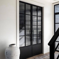 Porte en verre à deux battants pour villa, intérieur/extérieur, entrée, salle de bain, design français ouvert, résistante à l'eau, en acier inoxydable, sécurisée
