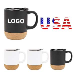 Mug à café en céramique avec base en liège, logo personnalisé, couvercle antidérapant, cadeau promotionnel pour entreprise, bureau, écologique, boîte individuelle - Product Image 4