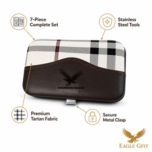 Ensemble de coupe-ongles 7 en 1 en acier inoxydable avec logo personnalisé, mini-outils de manucure, étui portable en PU, cadeau de voyage, service OEM en gros - Product Image 4
