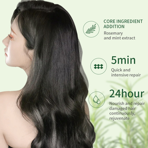Masque capillaire bio à la menthe et au romarin - Réparation intensive et lissage, hydratant nourrissant aux herbes pour cheveux abîmés, traitement rapide - Product Image 3