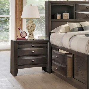 Contemporary1pc Solid Wood Nightstand <b>Bedside</b> Table with Knob Pulls and 2 Drawers for Hotel Apartment Bedroom - Product Image 3