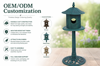 Mangeoire à oiseaux Verdigris Pagoda, écologique, résistante à la rouille, en plastique, sur piédestal, pour la décoration extérieure du jardin