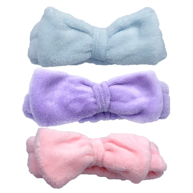 New Fabric Baby Face Makeup Spa Hair Bands Flowers Wash Face Cloth Plush Bow Knot Headband For Women Girls
