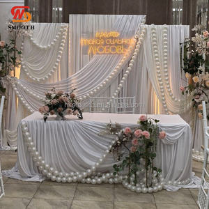 Chaîne de perles blanches géantes lisses, vente chaude, décoration de mariage, fond de scène de luxe, draperie, décoration de fond de fête - Product Image 1