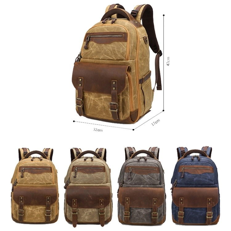 K813 Retro SLR Camera Bag – Canvas Shoulder Camera & Computer Bag in Blue - View 2