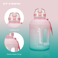 Bouteille d'eau de voyage en plastique grande taille Yiben avec paille et couvercle anti-fuite pour la gym et le sport