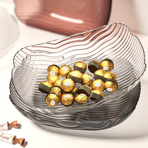 Home Plastic Fruit Plate Transparent Wave Design Luxury Style Snack Dish Coffee Table Use - Product Image 2