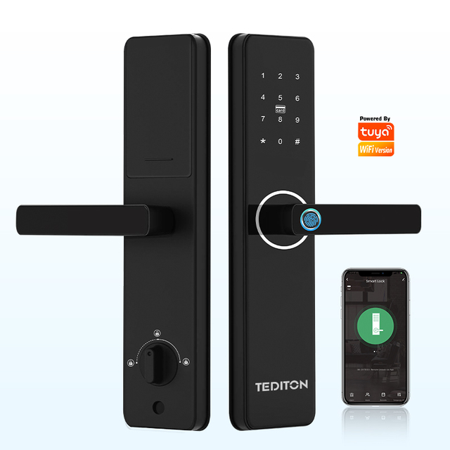 Tediton Tuya Smart Lock Smart Wood Door Lock Digital Fingerprint Smart Lock Door Security Doors for Houses