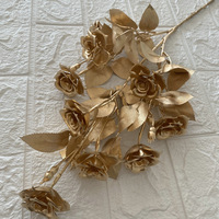 Feuilles d'eucalyptus dorées, hortensias, feuilles de ginkgo dorées, fleurs artificielles pour décoration de mariage, matériaux végétaux dorés