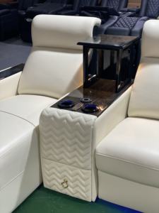 सफेद चमड़े के रीक्लिनिंग सोफे विला मीडिया रूम वाइप पावर रिक्लेयर चेज़ थिएटर फर्नीचर मूवी कुर्सियां सीटें - Product Image 6