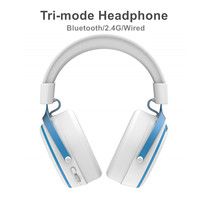 Casque de jeu HD 7.1 Tri-mode avec RGB, casque supra-auriculaire BT, double prise, dongle 2.4g, microphone détachable, bandeau réglable