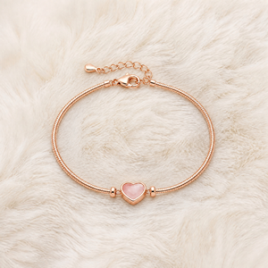 Pulsera de Cadena de Serpiente de Acero Inoxidable Chapada en Oro Rosa con Cuarzo Rosa en Forma de Corazón, Joyería para Uso Diario para Mujer, Personalizable, Venta al Por Mayor - Product Image 3