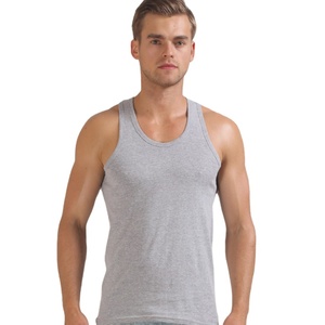 Camiseta de algodón 100 sin mangas para hombre, chaleco liso en blanco para Fitness, entrenamiento, venta al por mayor - Product Image 1