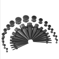 Kit d'étirement des oreilles en acier inoxydable 316L, bouchons coniques, jauges en Silicone, extenseur, bijoux, Tunnels, Piercing, nouveau, 36 pièces/ensemble