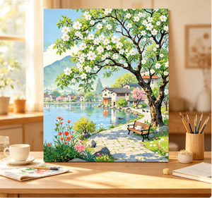 Pinturas al Óleo Digitales Pintadas a Mano, Estilo de Dibujos Animados con Plantas, Flores y Animales para Decoración del Hogar en la Sala de Estar - Product Image 1
