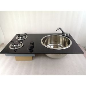 Estufa de Gas de Acero Inoxidable Gr-215 y Vidrio Templado con Fregadero, Tamaño 730*430*150mm, para Viajes en Autocaravana y Accesorios de Camping - Product Image 2