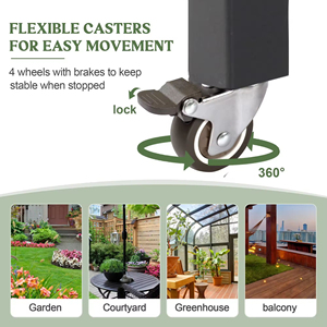 Jardinière carrée surélevée <span class=keywords><strong>en</strong></span> <span class=keywords><strong>bois</strong></span> personnalisée pour extérieur avec roulettes, légère, <span class=keywords><strong>en</strong></span> <span class=keywords><strong>bois</strong></span> naturel, pour jardin <span class=keywords><strong>surélevé</strong></span> - Product Image 5